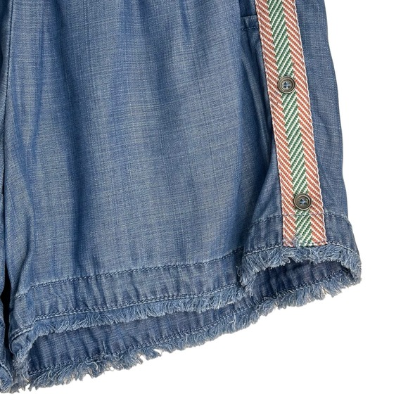Current Air Blue Chambray Raw Hem w/Pockets Drawstring Waist Shorts sz XS - Picture 3 of 9